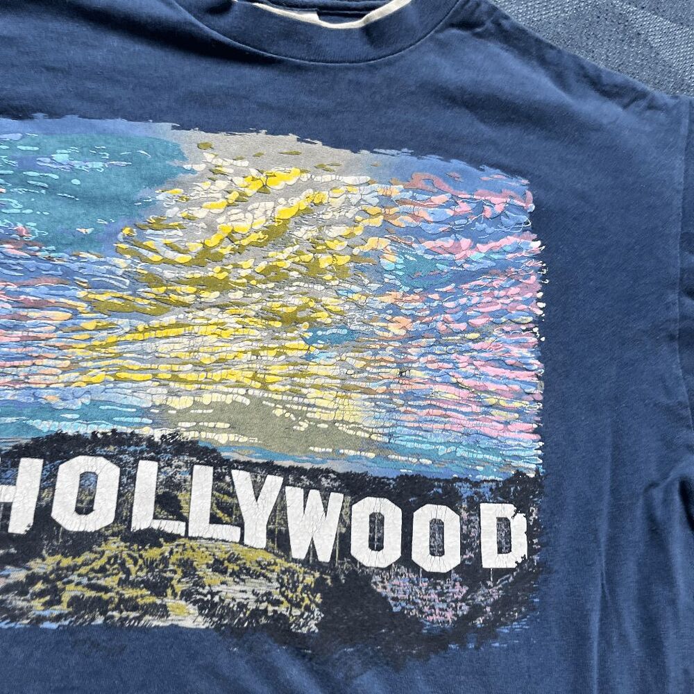VTG Hollywood Sunset Graphic Tee Single Stitch USA Ringer Style XL